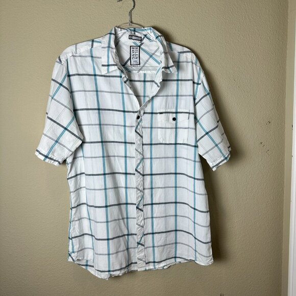 BILLABONG Plaid Cotton Short Sleeve Button Up Shirt Size XL - Picture 3 of 8